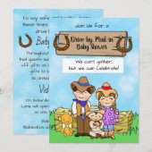 Rijden door of Mal in Cowboy Family Boy's Baby sho Kaart (Voorkant / Achterkant)