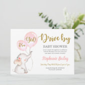 Rijden door olifant Baby shower meisje Kaart (Staand voorkant)