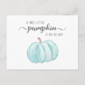 Rijden door Pumpkin Blue Waterverf Baby Jongensdou Uitnodiging Briefkaart (Voorkant)