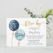Rijden door Twins Baby shower boy Kaart (Staand voorkant)
