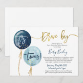 Rijden door Twins Baby shower boy Kaart (Voorkant / Achterkant)