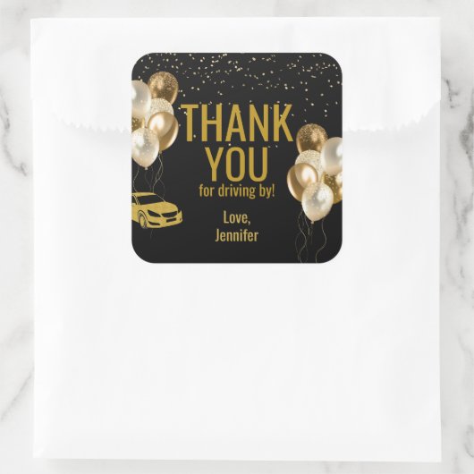 Rijden door Verjaardagsfeestparade Vierkante Sticker (Tas)