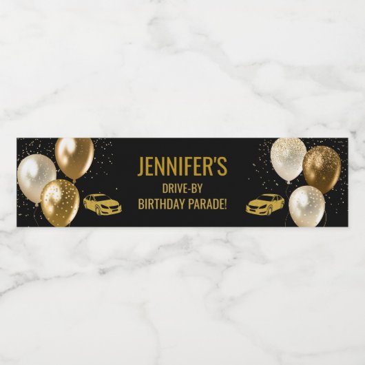 Rijden door Verjaardagsfeestparade Waterfles Etiket (Enkel label)