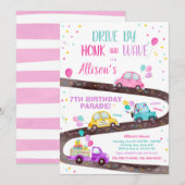 Rijden door Verjaardagsparade Party Roze Rijden do Kaart (Voorkant / Achterkant)