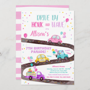 Rijden door Verjaardagsparade Party Roze Rijden do Kaart