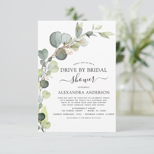 Rijden door Vrijgezellenfeest Greenery Eucalyptus Kaart (Staand voorkant)