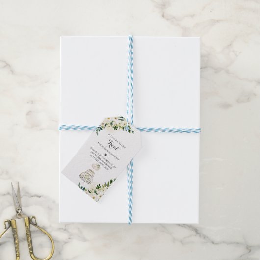 Rijden door Vrijgezellenfeest Witte bloemencadeau  Cadeaulabel (Met Touw)