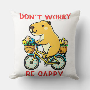 Rijden Fiets Happy Flowers Kawaii Capybara Kussen