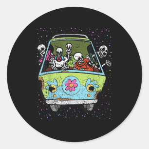 Rijden Hippie Van Halloween Kostuum Retro Botten Ronde Sticker