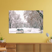 Rijden in de winter canvas afdruk (Insitu (Woonkamer))