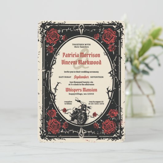 Rijden in Forever: Fietsen & Rozen Bruiloft Kaart (Staand voorkant)