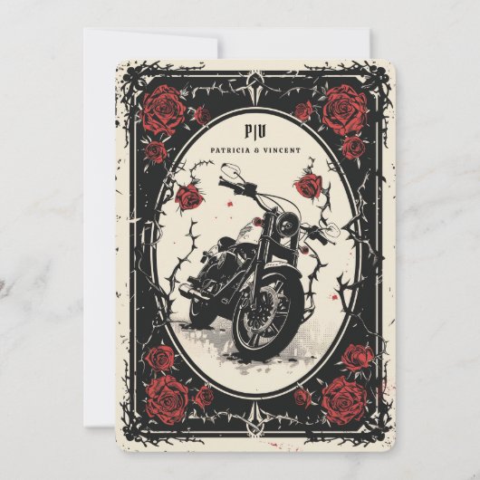 Rijden in Forever: Fietsen & Rozen Bruiloft Kaart (Achterkant)