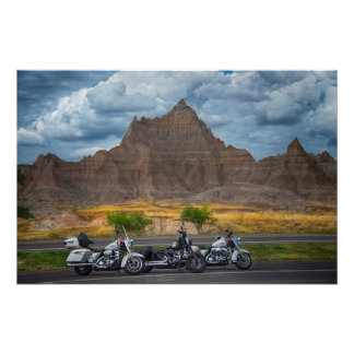 Rijden in heel Amerika in de badlands Perfect Poster