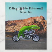 Rijden in pensioen Gecko Joe motorfiets Wijn Etiket (Enkel label)