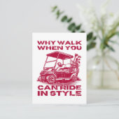 Rijden in stijl Grappige golfkar Briefkaart (Staand voorkant)