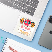 Rijden met ADHD* Stop en denk na Sticker (Laptop met iPhone)