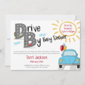 Rijden met Baby shower Blue Car and Balloons Kaart (Voorkant)