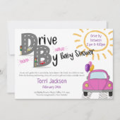 Rijden met Baby shower roze auto en ballonnen Kaart (Voorkant)