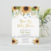 Rijden met Baby shower Sunflower-uitnodiging Kaart (Staand voorkant)