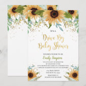 Rijden met Baby shower Sunflower-uitnodiging Kaart (Voorkant / Achterkant)