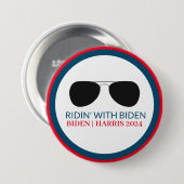 Rijden met Biden Aviator Bril 2024 Ronde Button 7,6 Cm (Voorkant /achterkant)
