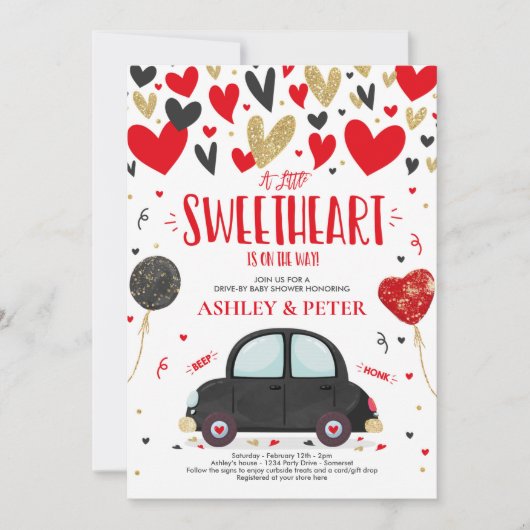 Rijden met de Valentijn Baby shower Sweetheart Red Kaart (Voorkant)