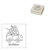 Rijden met dozen die we leveren rubberstempel (Gestempeld)