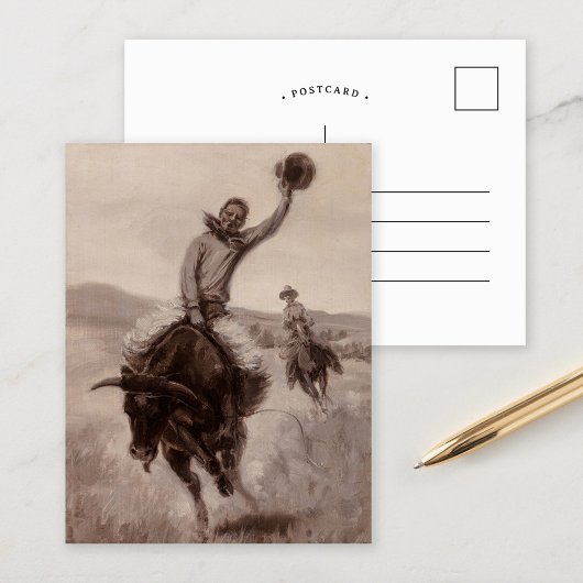 Rijden met een stier | Elling William Gollings Briefkaart