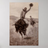 Rijden met een stier | Elling William Gollings Poster (Voorkant)