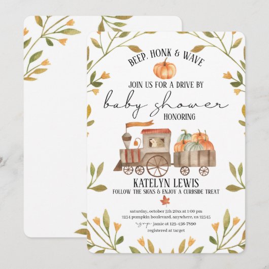 Rijden met pompoen Baby shower Kaart (Voorkant / Achterkant)