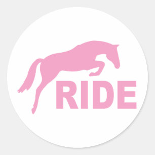 RIJDEN met springpaard (roze) Ronde Sticker