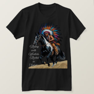 Rijden met wijsheid, geworteld in geest” t-shirt