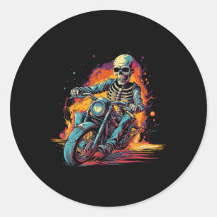 Rijden Motorfiets Halloween Kostuum Biker Ronde Sticker