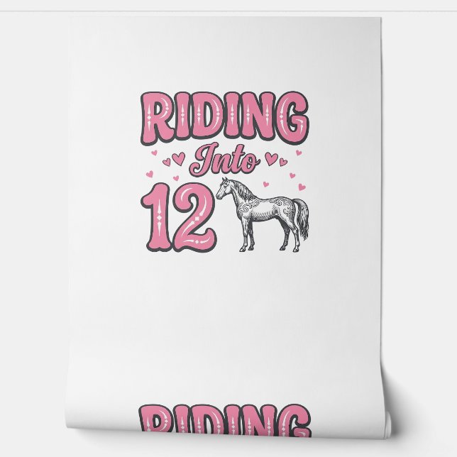 Rijden naar 12 Paard Verjaardag Vector Design_1 Behang (Afrollen)