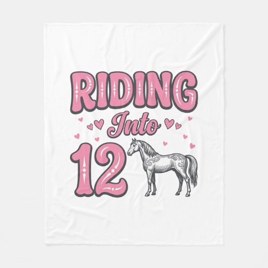 Rijden naar 12 Paard Verjaardag Vector Design_1 Fleece Deken (Voorkant)