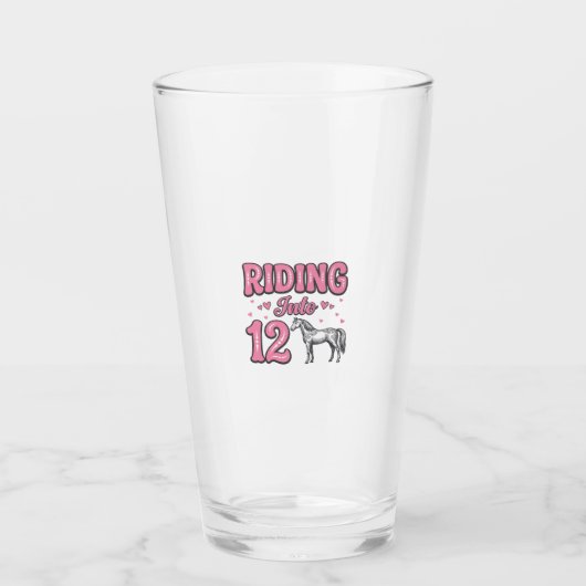 Rijden naar 12 Paard Verjaardag Vector Design_1 Glas (Voorkant)