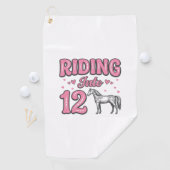 Rijden naar 12 Paard Verjaardag Vector Design_1 Golfhanddoek (Insitu)
