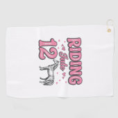 Rijden naar 12 Paard Verjaardag Vector Design_1 Golfhanddoek (Horizontaal)