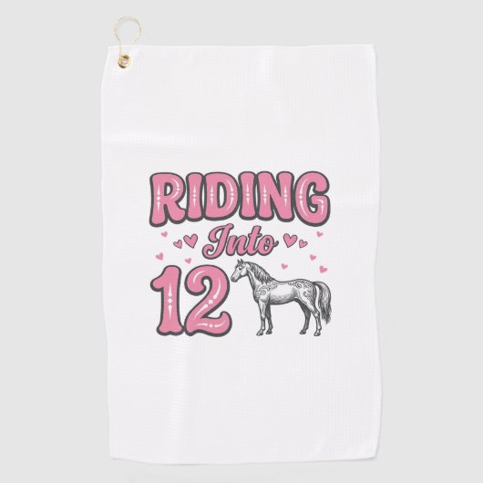 Rijden naar 12 Paard Verjaardag Vector Design_1 Golfhanddoek (Voorkant)