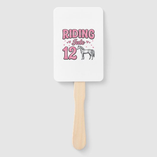 Rijden naar 12 Paard Verjaardag Vector Design_1 Handwaaier (Voorkant)