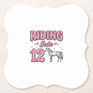 Rijden naar 12 Paard Verjaardag Vector Design_1 Kartonnen Onderzetters