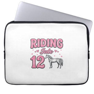 Rijden naar 12 Paard Verjaardag Vector Design_1 Laptop Sleeve