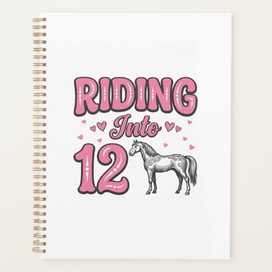 Rijden naar 12 Paard Verjaardag Vector Design_1 Planner (Voorkant)