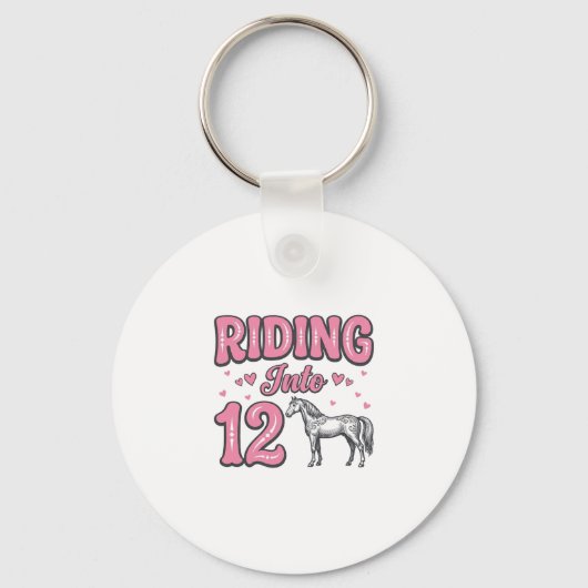 Rijden naar 12 Paard Verjaardag Vector Design_1 Sleutelhanger (Voorkant)