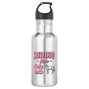 Rijden naar 12 Paard Verjaardag Vector Design_1 Waterfles