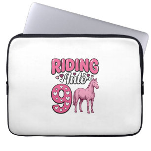 Rijden Naar 9 Paard Verjaardag Meisje Vintage Shir Laptop Sleeve