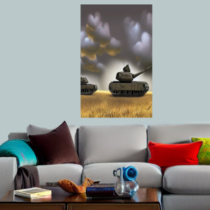 Rijden naar het slagveld   AI Art Poster