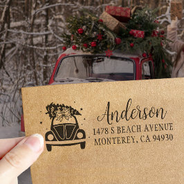 Rijden naar huis voor kerst retour adres rubberstempel