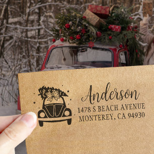 Rijden naar huis voor kerst retour adres rubberstempel