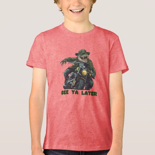 Rijden of bijten: Cool Gator Biker Wild at Heart Tri-Blend Shirt (Voorkant)